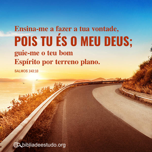 Salmos 143:10 Ensina-me a fazer a tua vontade, pois tu és o meu Deus; guie-me o teu bom Espírito por terreno plano.