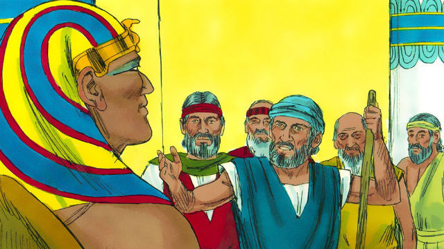 Êxodo - Moisés e Aarão confrontam o Faraó