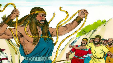 Então o Espírito do Senhor se apossou dele, e as cordas que lhe ligavam os braços se tornaram como fios de linho que estão queimados do fogo, e as suas amarraduras se desfizeram das suas mãos.